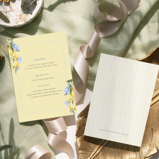 Elegant Pastel yellow Lemons Wedding Information Enclosure Card (Creator Uploaded)