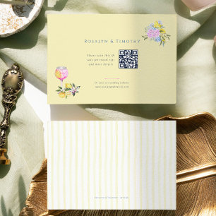 Elegant Pastel yellow Lemons Wedding Website Enclosure Card