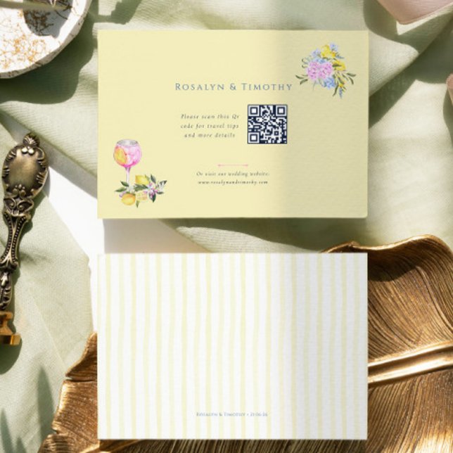 Elegant Pastel yellow Lemons Wedding Website Enclosure Card (Creator Uploaded)