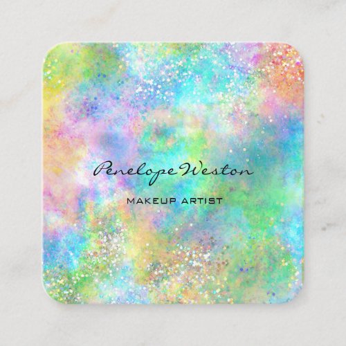 Elegant Pastels With A Splash of Sparkle Square Business Card