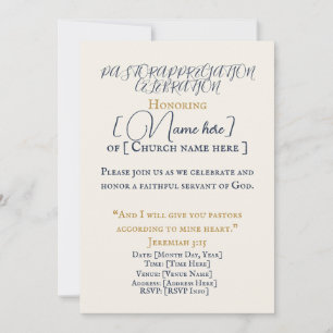 Elegant Pastor Appreciation Celebration Invitation