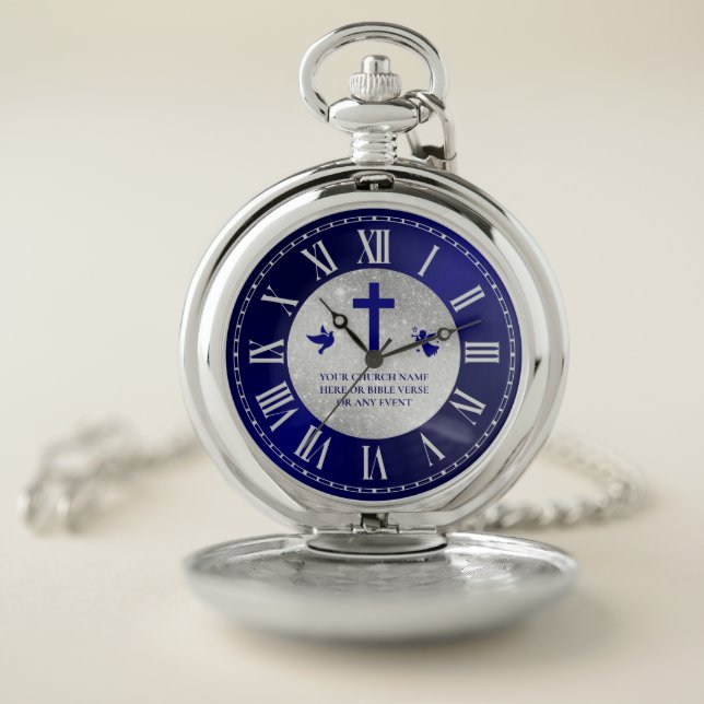 Elegant Pastor Appreciation Gift Priest Church Pocket Watch (Inside)