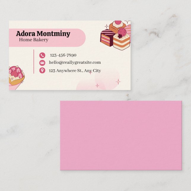 Elegant Pastry Chef Business Card – Custom Contact (Front/Back)