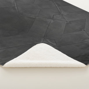 Elegant Patchwork Pattern Dark Gray Black Leather Sherpa Blanket