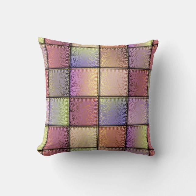 Elegant Patchwork Squares Image Throw Pillow (Front)