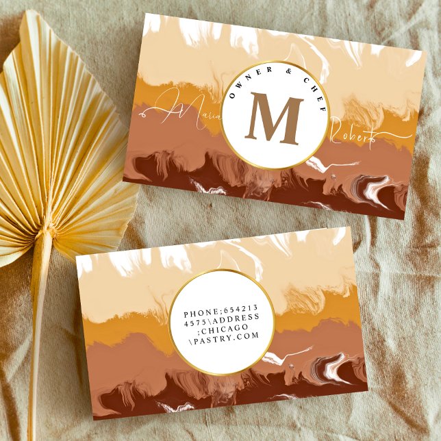 elegant Patisserie cream chocolate Chef brown Business Card (Creator Uploaded)