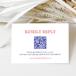 Elegant Patriotic 4th of July Wedding   QR Code RSVP Card