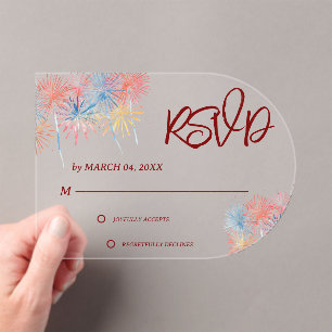 Elegant Patriotic 4th of July Wedding RSVP Card Acrylic Invitations