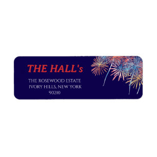 Elegant Patriotic Fireworks 4th of July Wedding Label