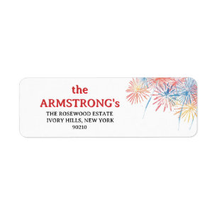 Elegant Patriotic Fireworks 4th of July Wedding Label