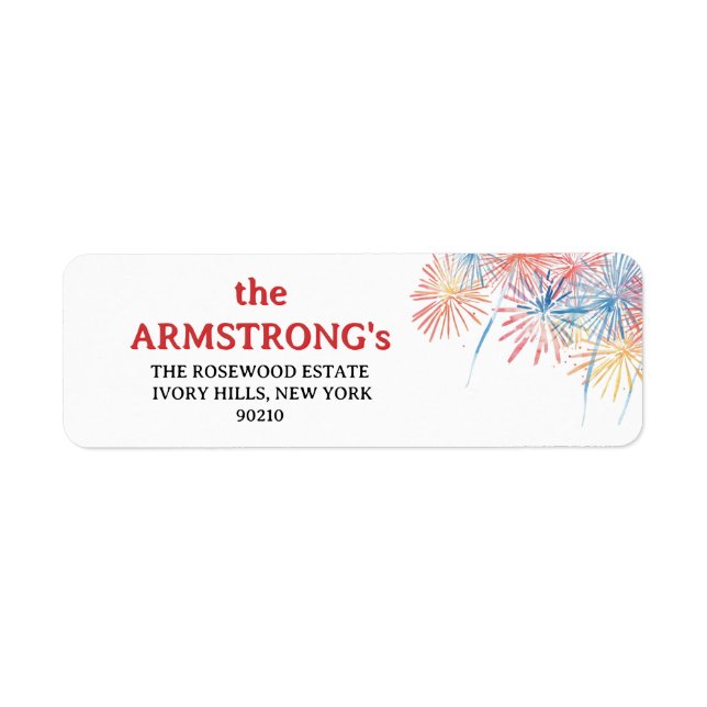 Elegant Patriotic Fireworks | 4th of July Wedding  Label (Front)