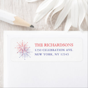 Elegant Patriotic Fireworks   4th of July Wedding Label