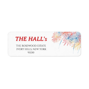 Elegant Patriotic Fireworks   4th of July Wedding  Label
