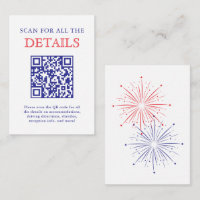 Elegant Patriotic Fireworks Wedding Detail QR Code