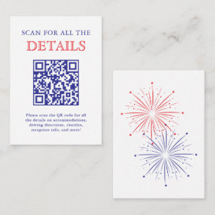 Elegant Patriotic Fireworks Wedding Detail QR Code Enclosure Card
