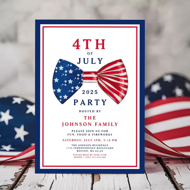 Elegant Patriotic Red White Blue 4th Of July Invitation | Zazzle