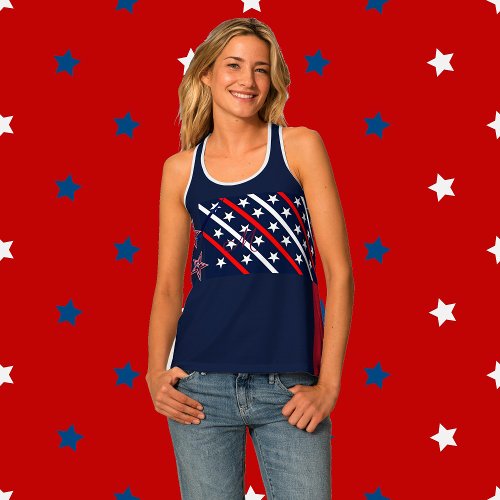 Elegant Patriotic Stars American Flag Designer Tank Top