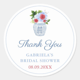Elegant Patriotic Wedding Shower Thank You Favor Classic Round Sticker