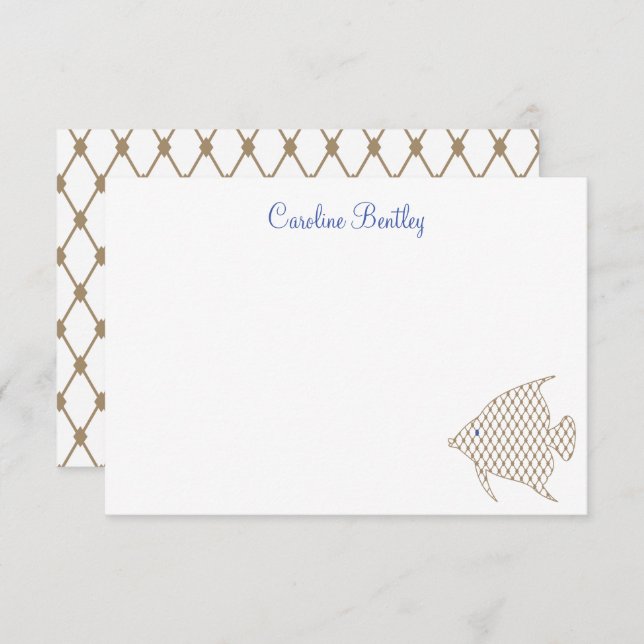 Elegant Pattern Angel Fish Personalized Note Cards (Front/Back)