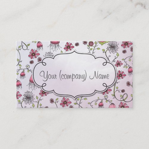Elegant pattern flowers pink/pink business card