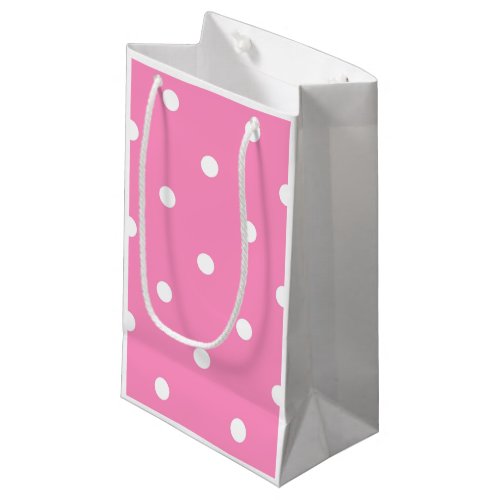 Elegant Pattern For Her Hot Pink White Polka Dots Small Gift Bag