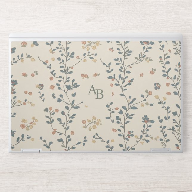 Elegant Pattern Gray Monogram HP Laptop Skin (Front)