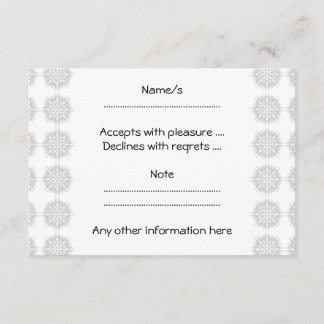 Elegant pattern, light gray and white. RSVP card