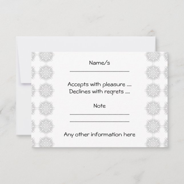 Elegant pattern, light gray and white. RSVP card (Front)