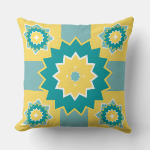 Elegant pattern modern yellow blue white chic mom throw pillow