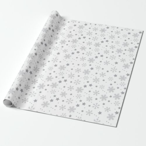 Elegant Pattern Of Gray Snowflakes Wrapping Paper