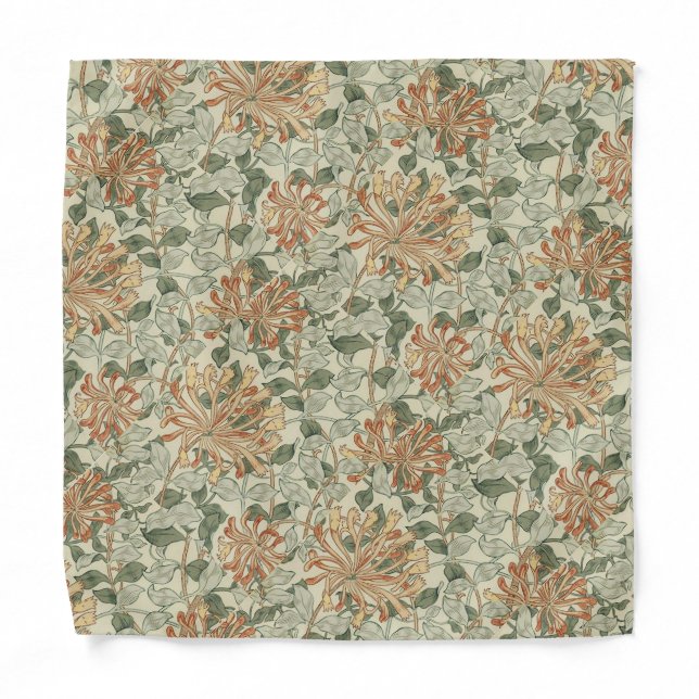 Elegant Pattern Peach Floral Pocket Handkerchief Bandana (Front)