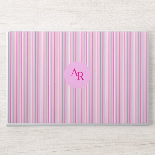 Elegant Pattern Pink Monogram HP Laptop Skin (Front)