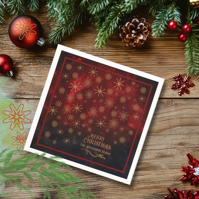 Elegant Pattern RED GOLD Merry Christmas Napkins (Elegant Pattern RED GOLD Merry Christmas Napkins)