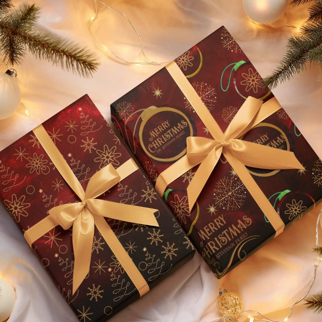 Elegant Pattern RED GOLD Merry Christmas Wrapping Paper Sheets (Elegant Pattern RED GOLD Merry Christmas Wrapping Paper Sheets)