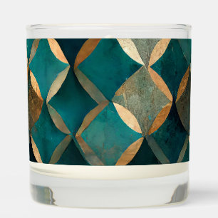 Elegant pattern teal gold luxury scented candle