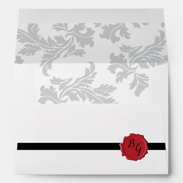 Elegant Pattern & Wax Seal 5x7 Wedding Invitation Envelope (Back (Bottom))