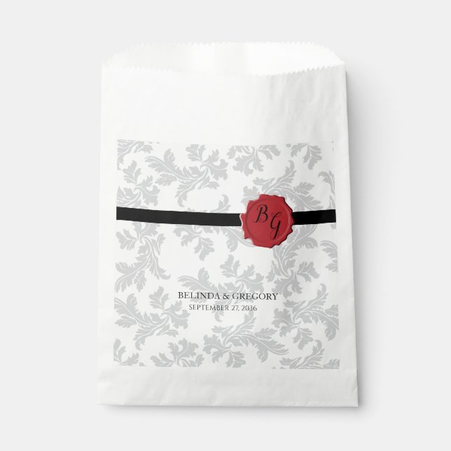 Elegant Pattern & Wax Seal Wedding Favor Bag (Front)
