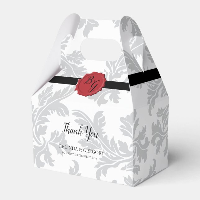 Elegant Pattern & Wax Seal Wedding Favor Boxes (Front Side)