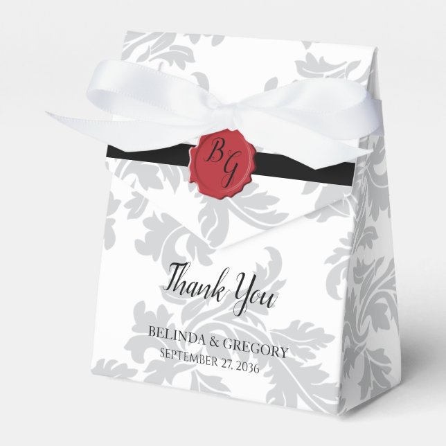 Elegant Pattern & Wax Seal Wedding Favor Boxes (Front Side)