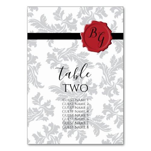 Elegant Pattern  Wax Seal Wedding Guest Names Table Number