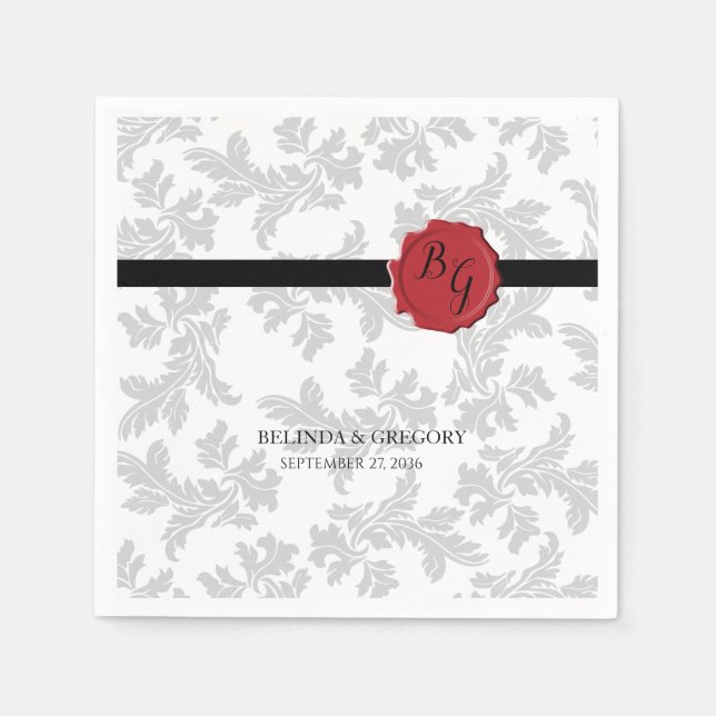 Elegant Pattern & Wax Seal Wedding  Napkins (Front)
