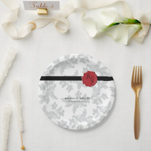 Elegant Pattern & Wax Seal Wedding  Paper Plates