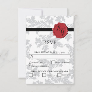 Elegant Pattern & Wax Seal Wedding RSVP Cards