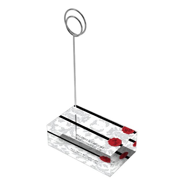 Elegant Pattern & Wax Seal Wedding Table Number Place Card Holder (Corner)