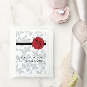 Elegant Pattern & Wax Seal Wedding Tea Bag Drink Mix