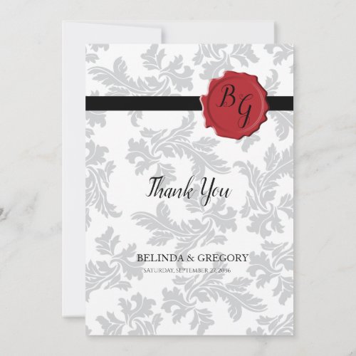 Elegant Pattern  Wax Seal Wedding Thank You Card