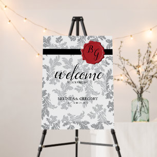 Elegant Pattern & Wax Seal Wedding Welcome Sign