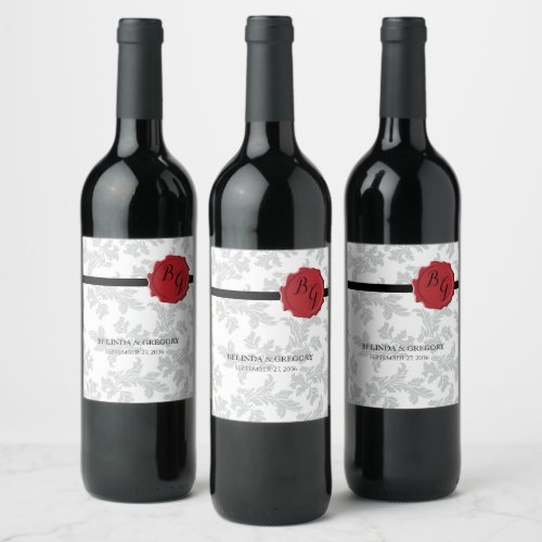 Elegant Pattern  Wax Seal Wedding  Wine Label