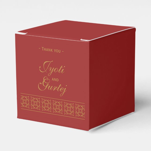 Elegant Patterned Indian Wedding Favor Boxes (Front Side)