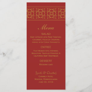 Elegant Patterned Indian Wedding Menu